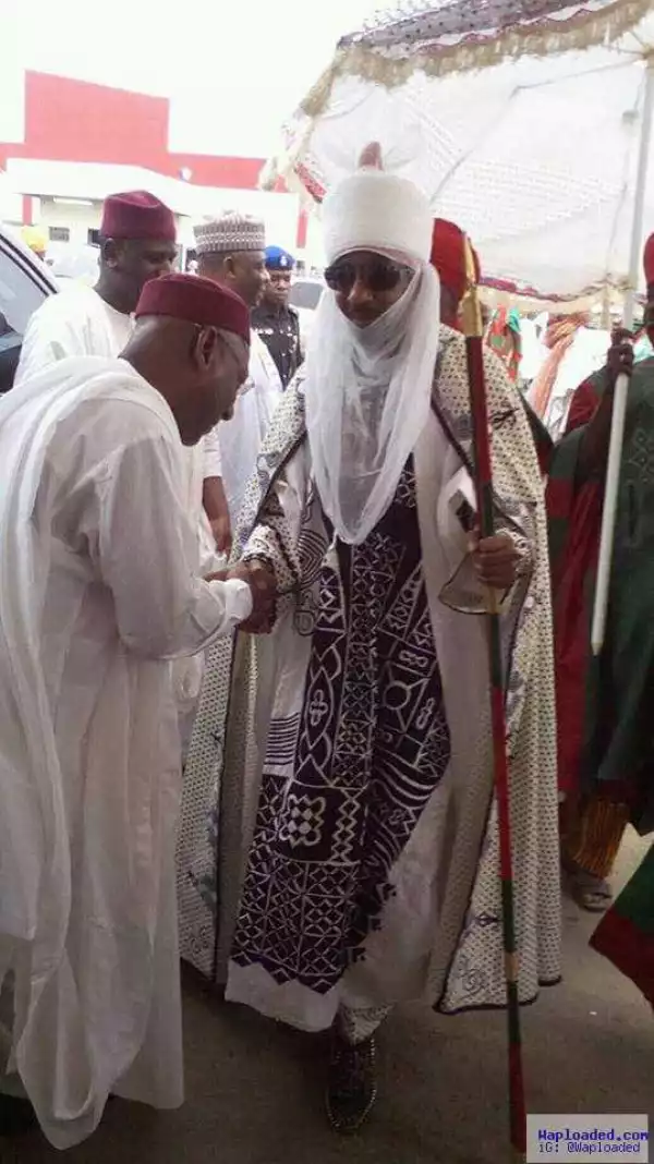 Photos: Emir Sanusi Spotted With Delegates At Kano Airport Enroute Maiduguri